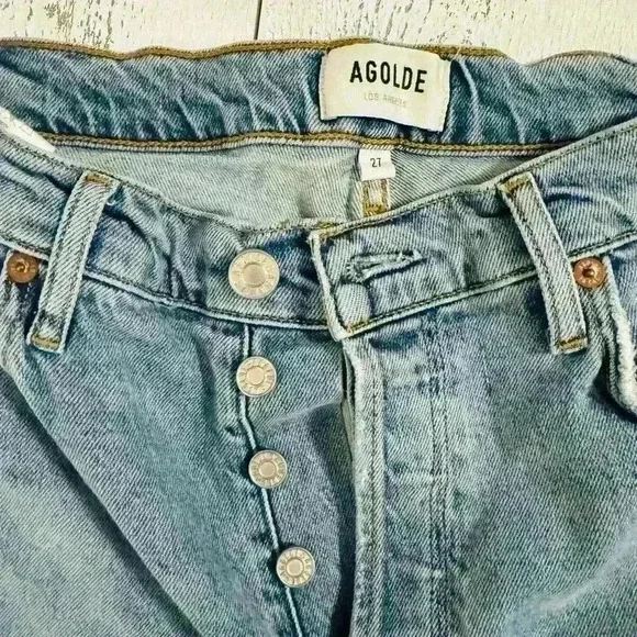 AGOLDE  REVOLVE - Nico High Rise Slim Fit Button Fly Distressed Size 27 - Picture 4 of 14